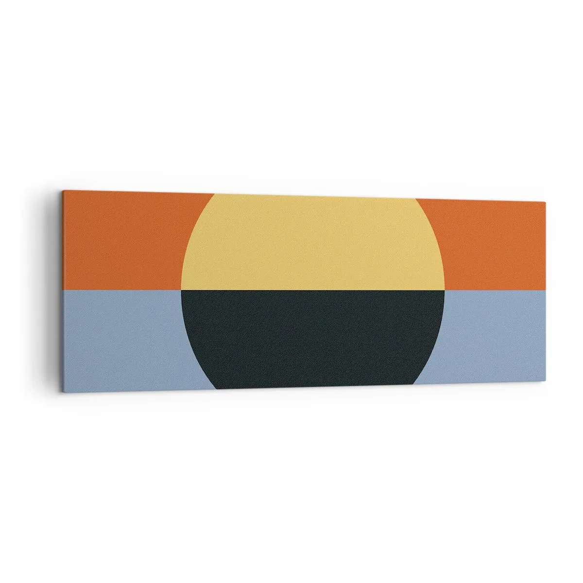 Obraz na płótnie - Abstrakcja geometryczna z kontrastowymi kolorami - 140x50cm - Kompozycja ciepła i chłodu - Nowoczesna dekoracja ścienna do salonu i sypialni ARTTOR