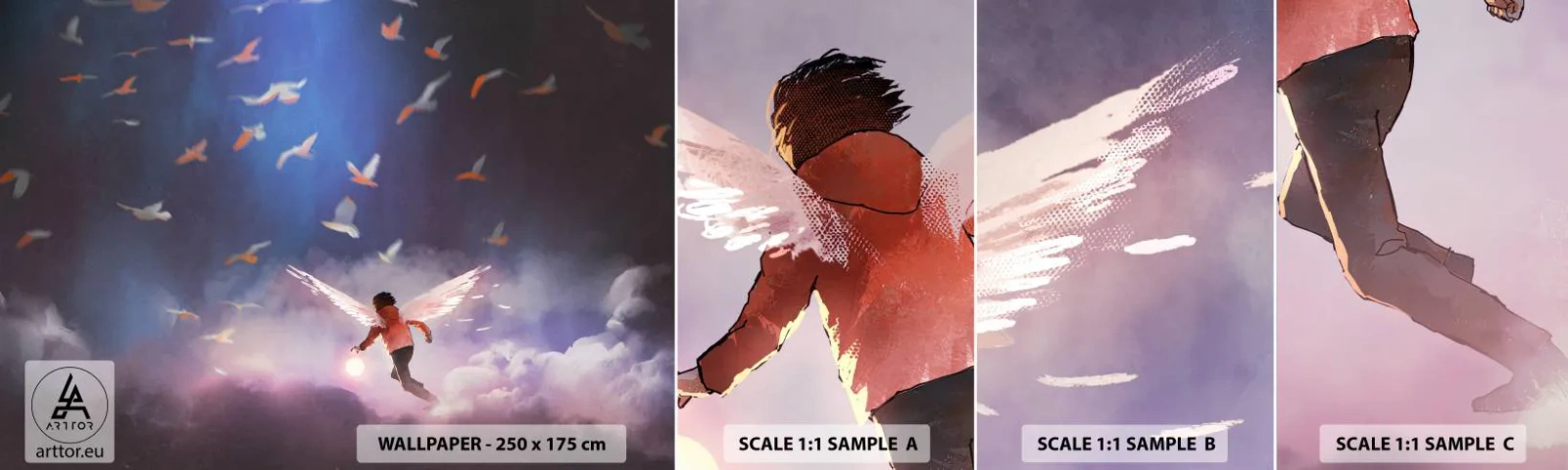 Fototapeta Próbka Samoprzylepna Deluxe Sticker - Trzeba mieć wyobraźnię i odwagę - Abstrakcja, Fantasy, Ikar - 100x30 cm