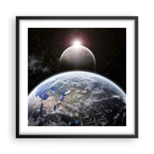 Plakat w czarnej ramie - Pejzaż kosmiczny - wschód słońca - 50x50 cm