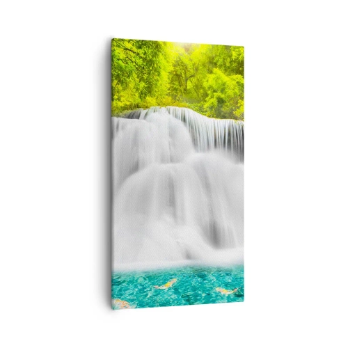 Obraz na płótnie - Pienistą kaskadą od zieleni do lazuru - 55x100 cm