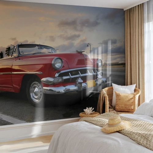 Fototapeta Samoprzylepna Deluxe Sticker - Czerwony żar tropików - Samochód, Motoryzacja, Vintage - 250x175 cm
