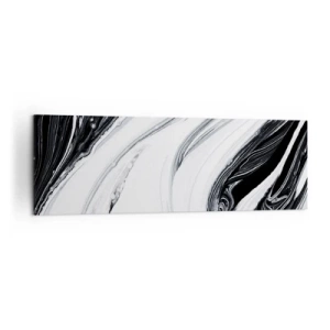 Obraz na płótnie - Czarno-biała abstrakcja z dynamicznymi liniami i wirami - 160x50cm - Połączenie przeciwieństw - Nowoczesna dekoracja ścienna do salonu i sypialni ARTTOR