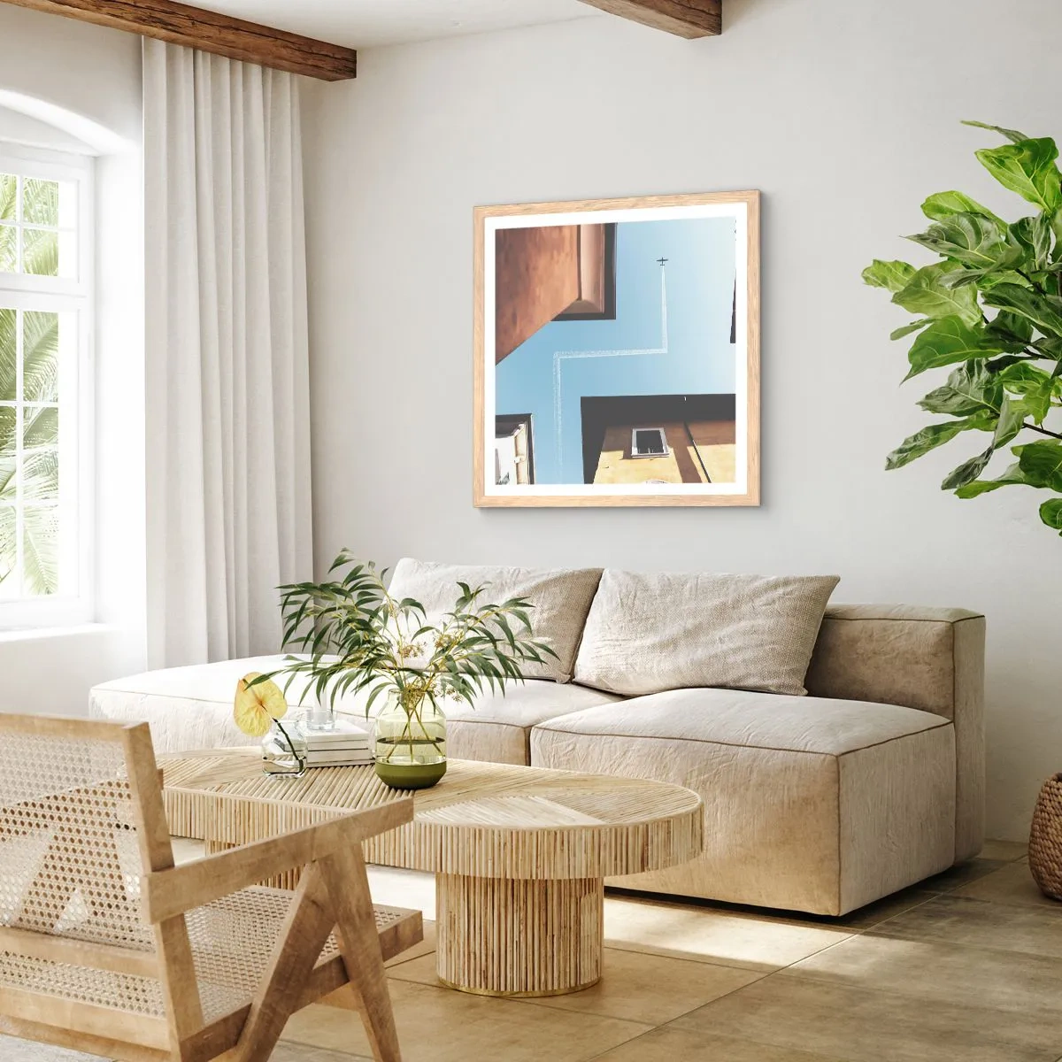 Plakat w ramie jasny dąb - Ponad miejskim labiryntem - 60x60 cm