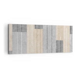 Obraz na płótnie - Geometryczna kompozycja w odcieniach szarości i beżu - 120x50cm - Kompozycja: trzymać pion - Nowoczesna dekoracja ścienna do salonu i sypialni ARTTOR