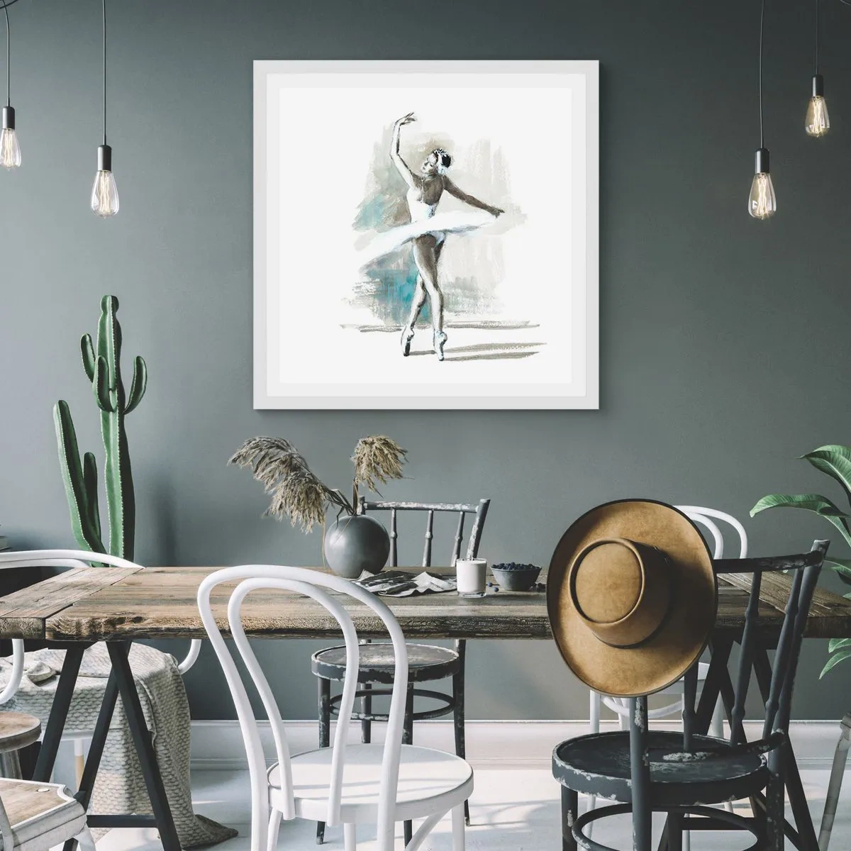 Plakat w białej ramie - Zaklęta w łabędzia - 60x60 cm