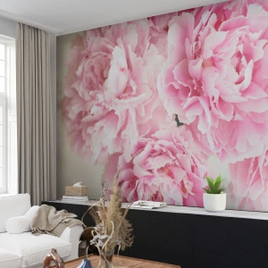 Fototapeta Standard Eco - Bukiet jasnoróżowych piwonii w pełnym rozkwicie - 100x70cm - W różowym przepychu - Nowoczesna dekoracja ścienna do salonu i sypialni ARTTOR