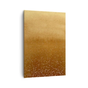 Obraz na płótnie - Złoty gradient z subtelnym połyskiem i zdobieniem - 70x100cm - Narodziny światła - Nowoczesna dekoracja ścienna do salonu i sypialni ARTTOR