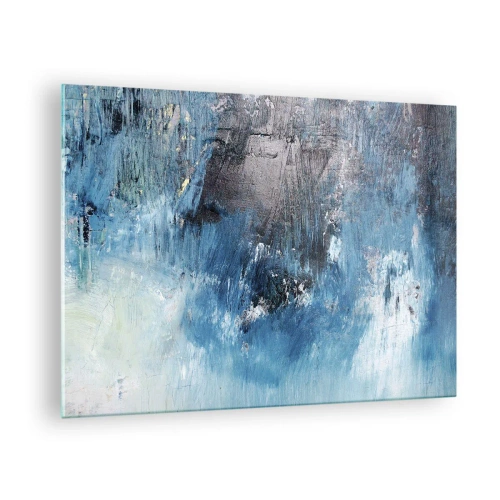 Obraz na szkle - Abstrakcyjna kompozycja w odcieniach niebieskiego - 70x50cm - Błękitna rapsodia - Nowoczesna dekoracja ścienna do salonu i sypialni ARTTOR