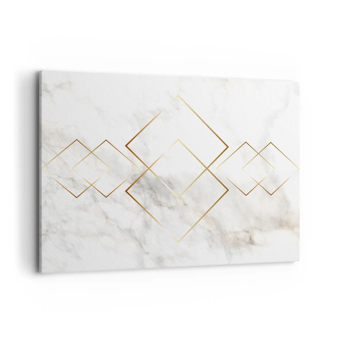 Obraz na płótnie - Minimalistyczne złote romby na marmurowym tle - 120x80cm - Widok na nieskończoność - Nowoczesna dekoracja ścienna do salonu, kuchni i sypialni ARTTOR
