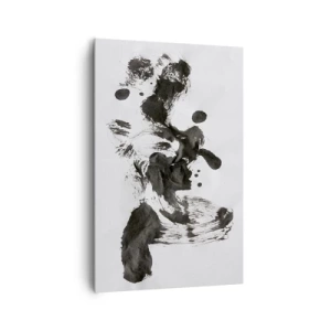 Obraz na płótnie - Abstrakcyjna kompozycja czarnych plam na białym tle - 80x120cm - W szaleństwie metoda? - Nowoczesna dekoracja ścienna do salonu i sypialni ARTTOR