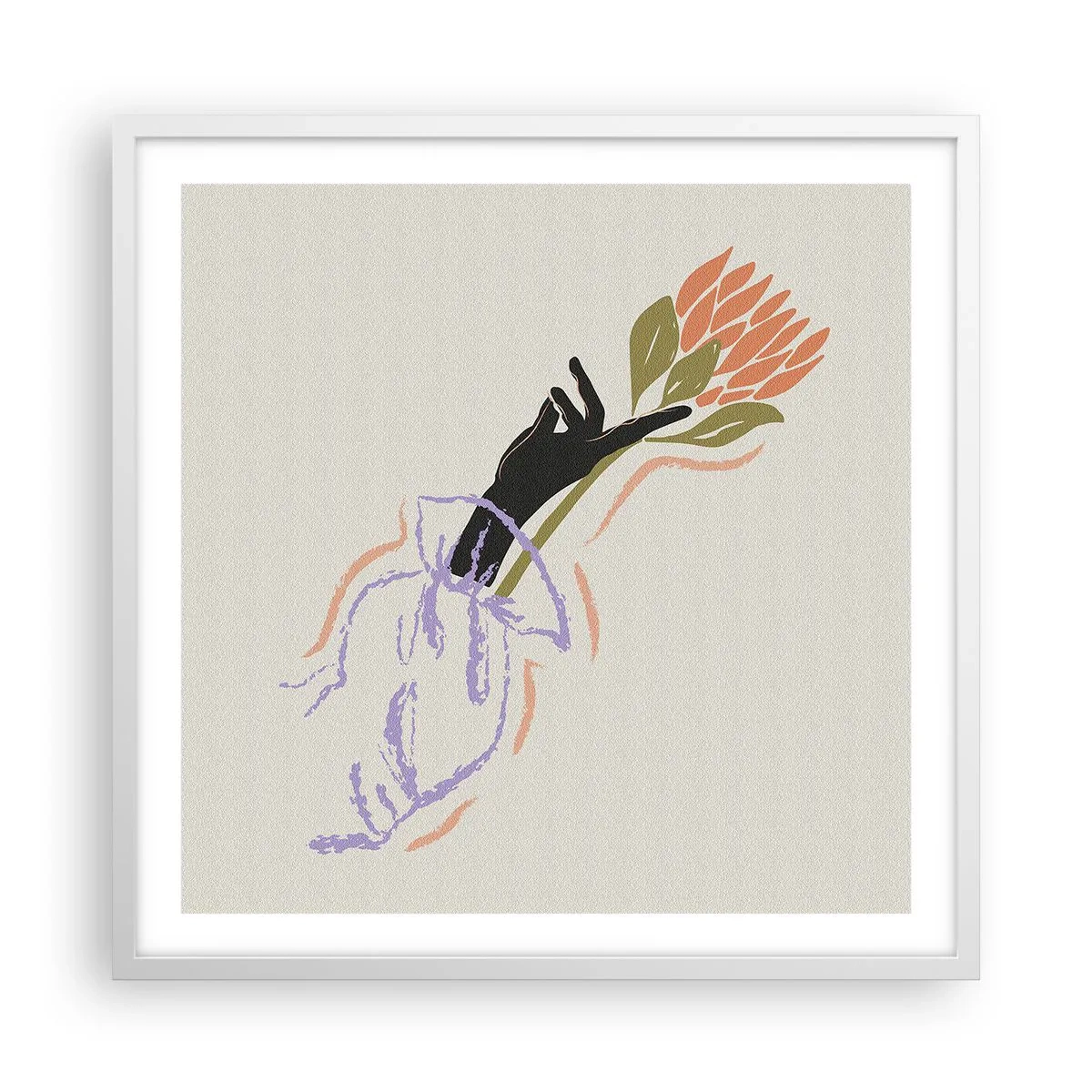 Plakat w białej ramie - Siostrzany dotyk - 60x60 cm