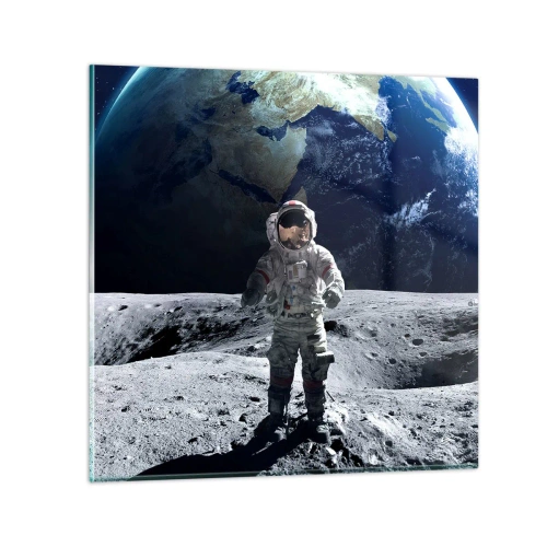 Obraz na szkle - Pozdrowienia z Księżyca - 50x50 cm