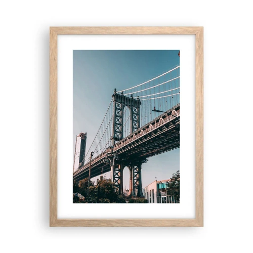 Plakat w ramie jasny dąb - Nad falami miasta - 30x40 cm