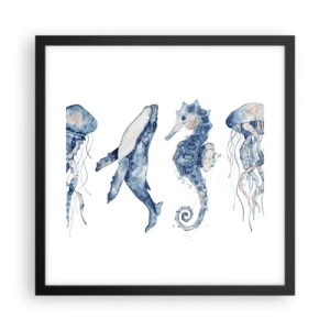 Plakat w czarnej ramie - Morskie dziwy - 40x40 cm