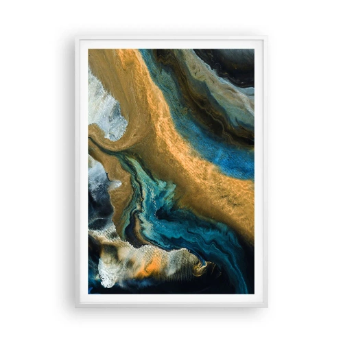 Plakat w białej ramie - Niebieski – zółty – wzajemne wpływy - 70x100 cm