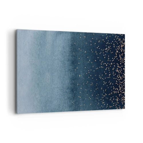 Obraz na płótnie - Niebieskie gradienty z drobnymi złotymi akcentami - 120x80cm - Kompozycja – niebieskie fazy - Nowoczesna dekoracja ścienna do salonu, kuchni i sypialni ARTTOR