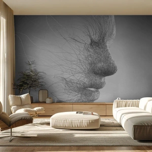 Fototapeta Standard Eco - Abstrakcyjny profil twarzy utworzony z cienkich linii - 100x70cm - Duch wiatru - Nowoczesna dekoracja ścienna do salonu i sypialni ARTTOR