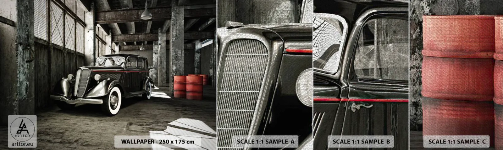 Fototapeta Próbka Premium Canvas - Nieprzemijająca elegancja lat 30. - Motoryzacja, Samochód Retro, Magazyn Fabryczny - 100x30 cm