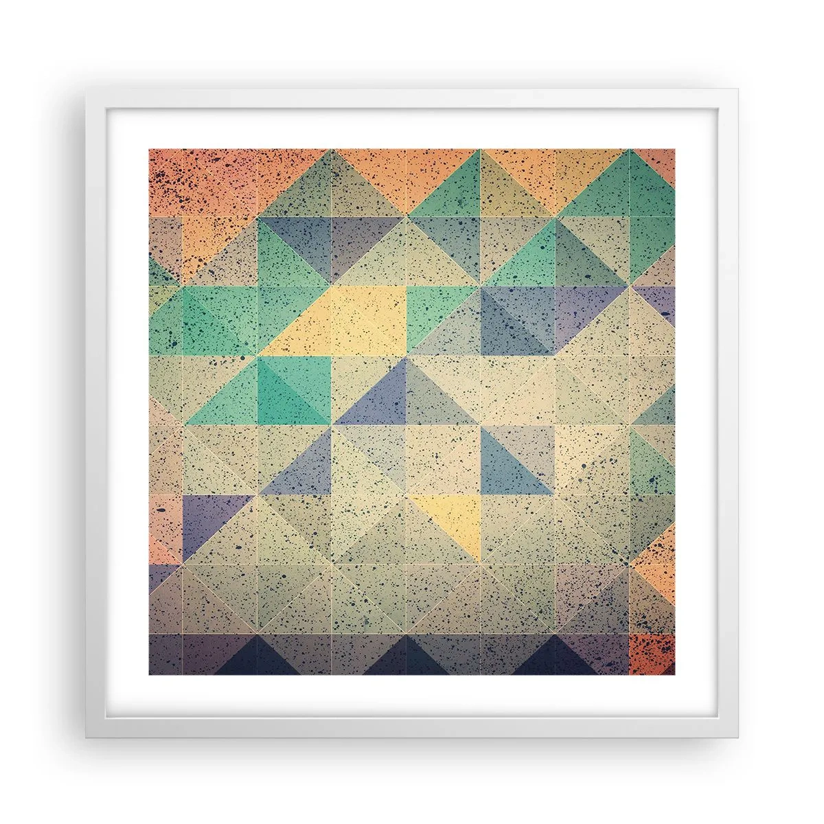 Plakat w białej ramie - Republika trójkątów - 50x50 cm