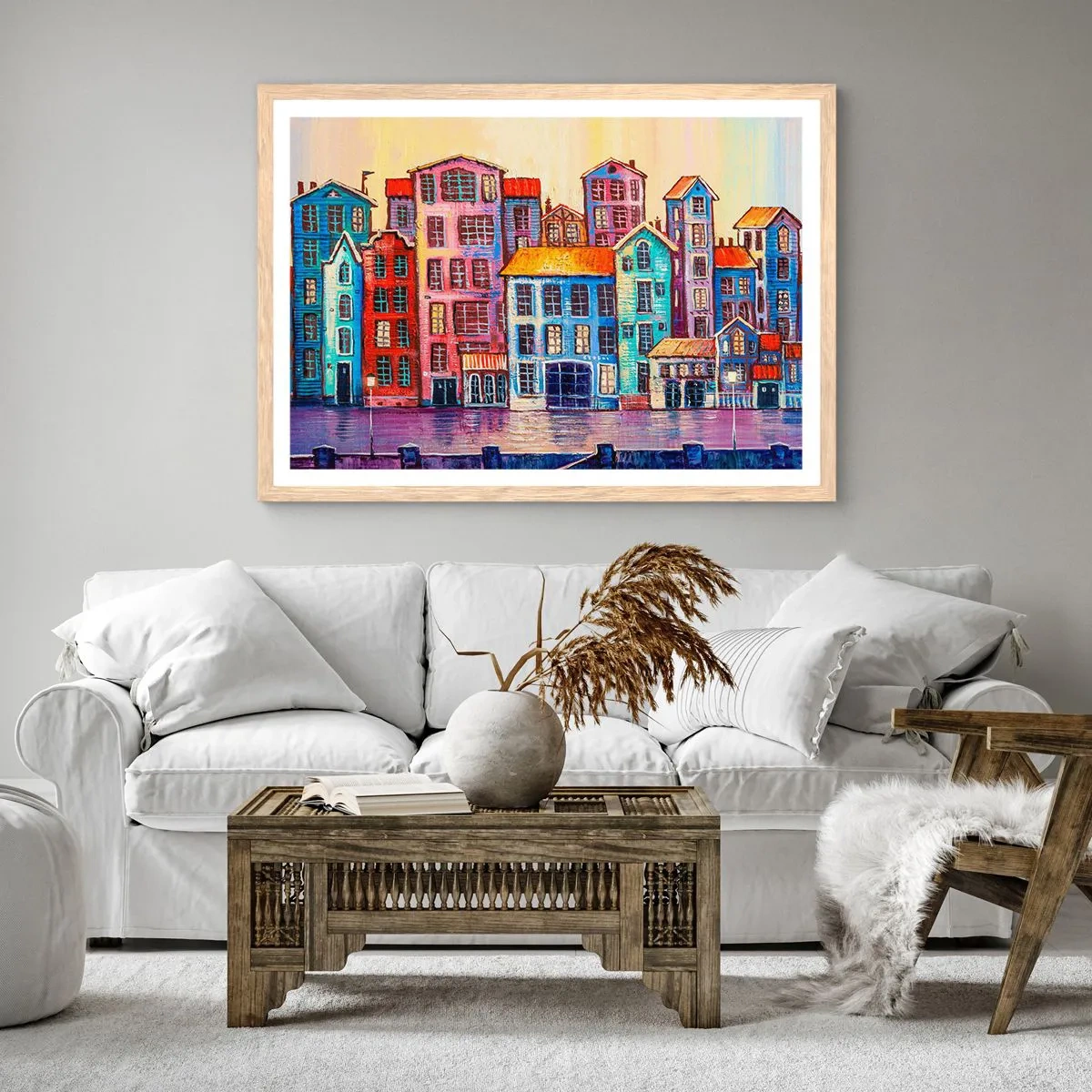 Plakat w ramie jasny dąb - Miasto jak z bajki - 40x30 cm