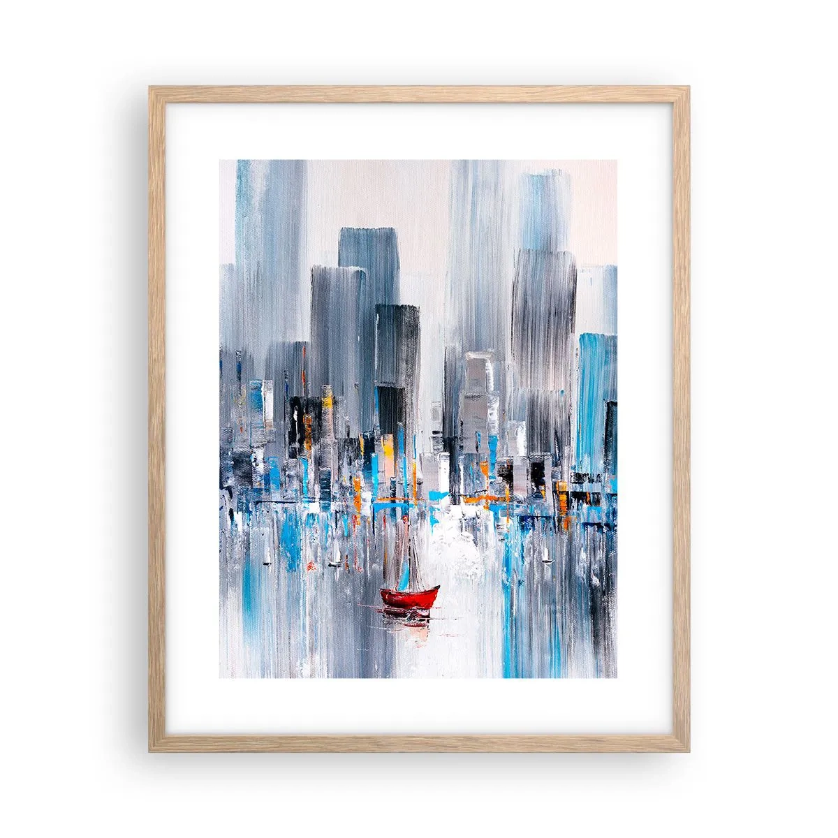 Plakat w ramie jasny dąb - Metropolia nad zatoką - 40x50 cm