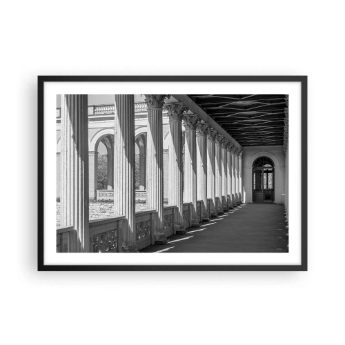 Plakat w czarnej ramie - Kolumnada w klasycznym stylu w czerni i bieli - 70x50cm - Słoneczna arkada - Nowoczesna dekoracja ścienna do salonu i sypialni ARTTOR