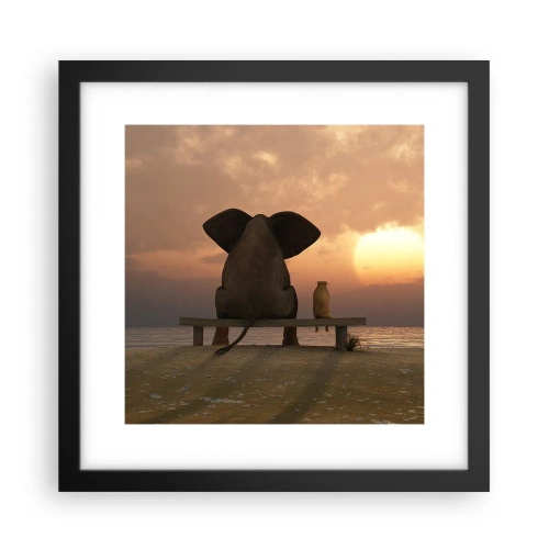 Plakat w czarnej ramie - Dobrze jest razem pomilczeć - 30x30 cm