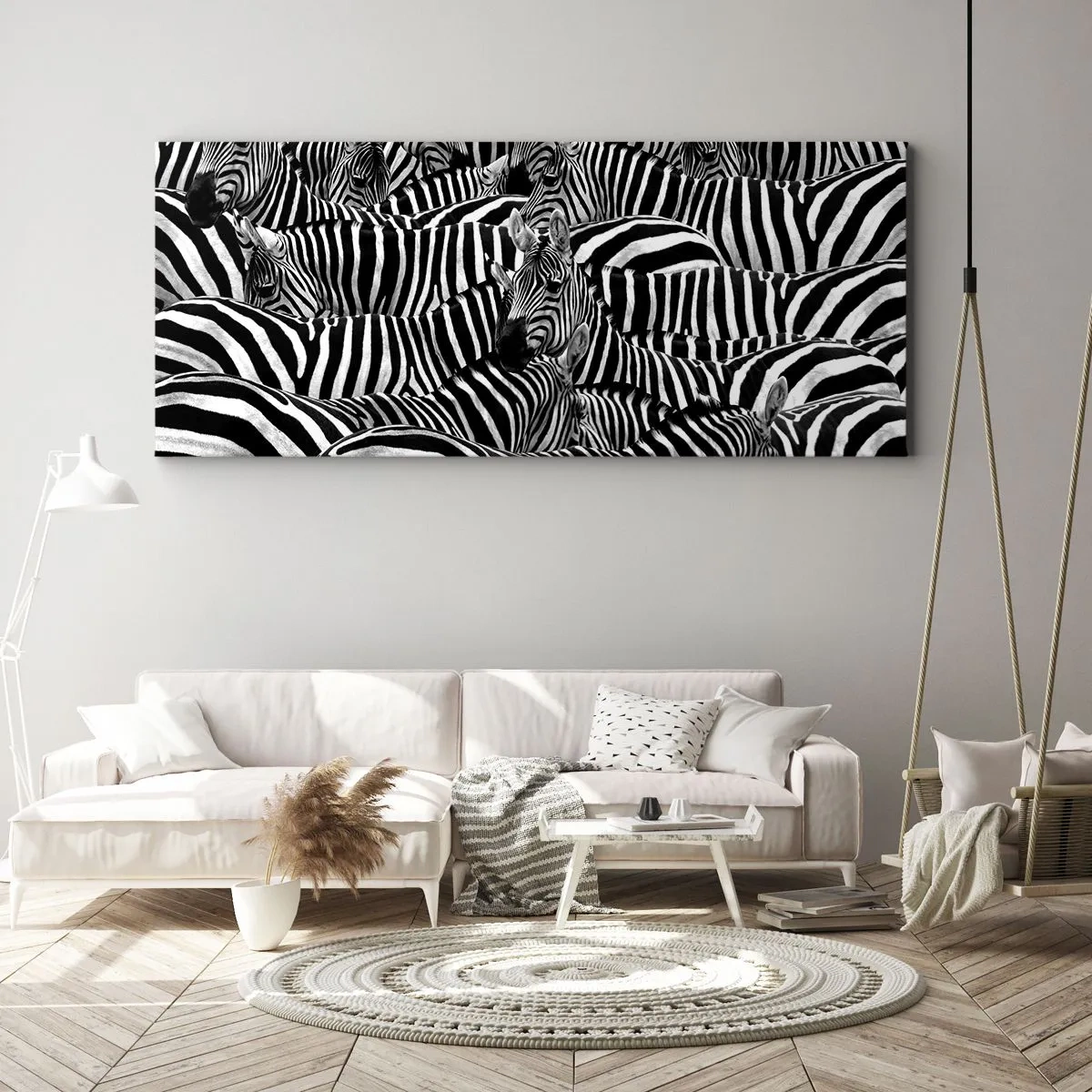 Obraz na płótnie - Portret zbiorowy w paski - 100x40 cm