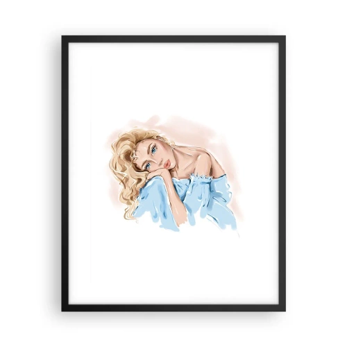 Plakat w czarnej ramie - Rozmarzona w błękicie - 40x50 cm