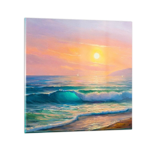 Obraz na szkle - Turkusowa pieśń fal - 30x30 cm