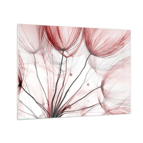 Obraz na szkle - Subtelne dmuchawce w odcieniach różu i czerni - 70x50cm - Przed odlotem - Nowoczesna dekoracja ścienna do salonu i sypialni ARTTOR