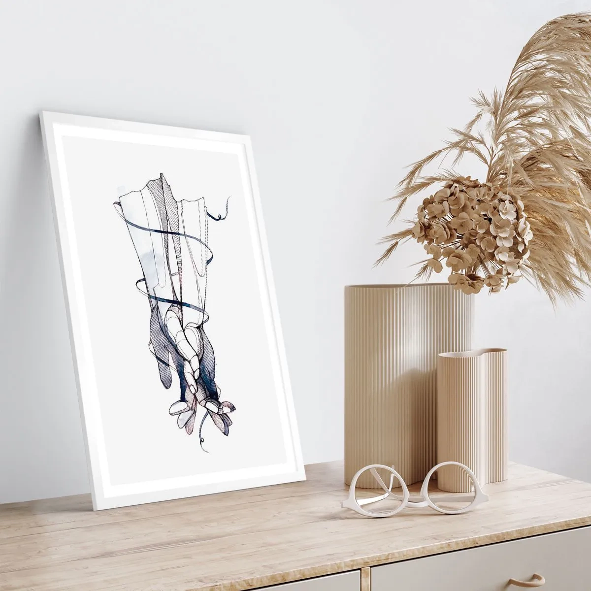 Plakat w białej ramie - Studium dotyku - 70x100 cm