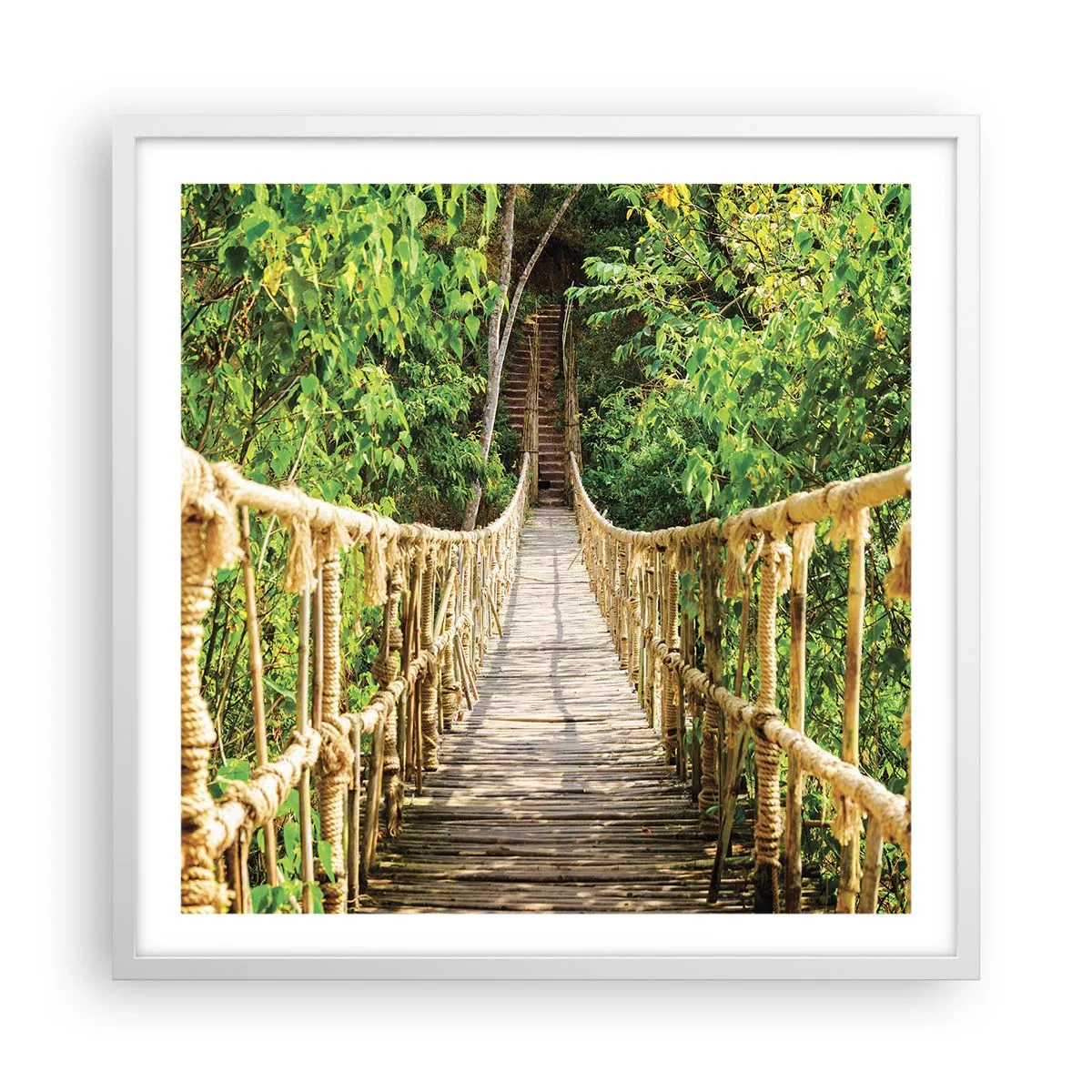 Plakat w białej ramie - Zawieszony w zieleni - 60x60 cm