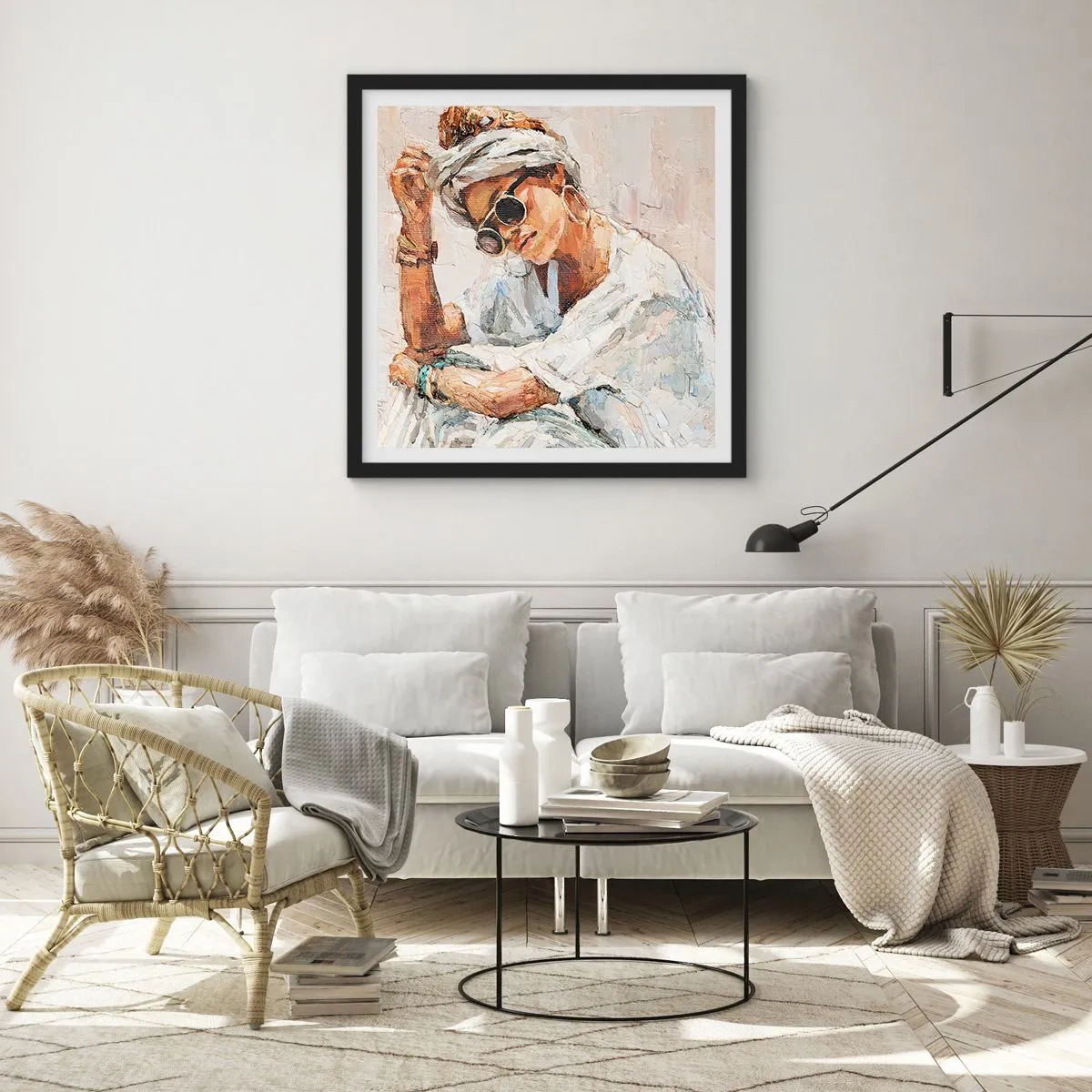 Plakat w czarnej ramie - Portret w pełnym słońcu - 30x30 cm