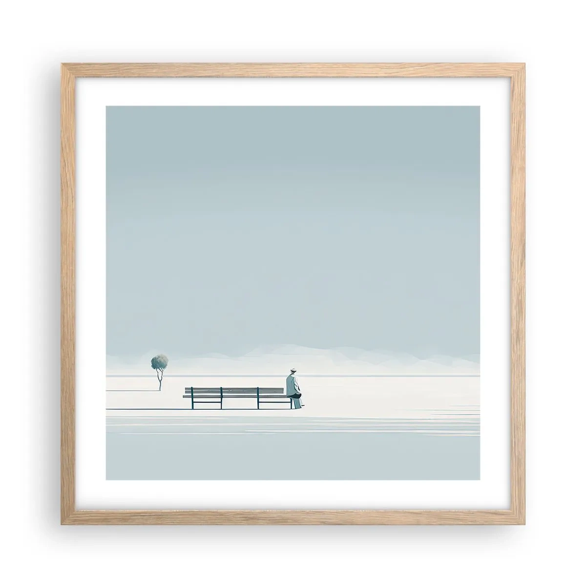 Plakat w ramie jasny dąb - Tak, czekam. - 50x50 cm