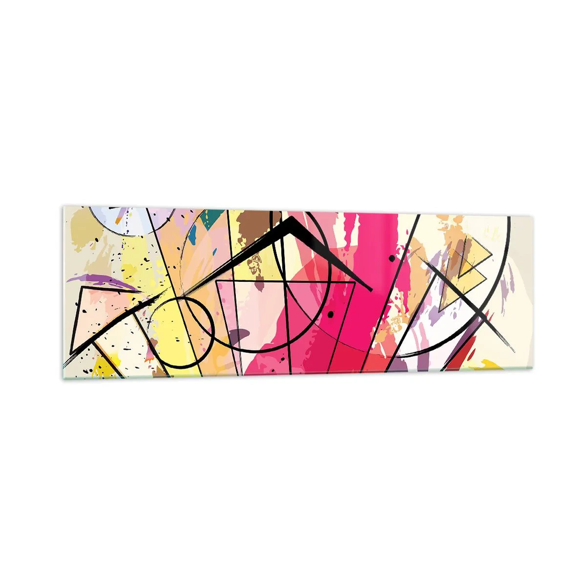 Obraz na szkle - Abstrakcja z liniami i geometrycznymi kształtami - 160x50cm - Eksplozja - Nowoczesna dekoracja ścienna do salonu i sypialni ARTTOR