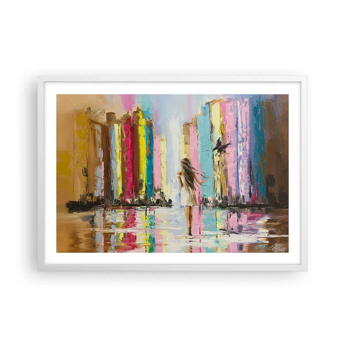 Plakat w białej ramie - Idż za mną - 70x50 cm