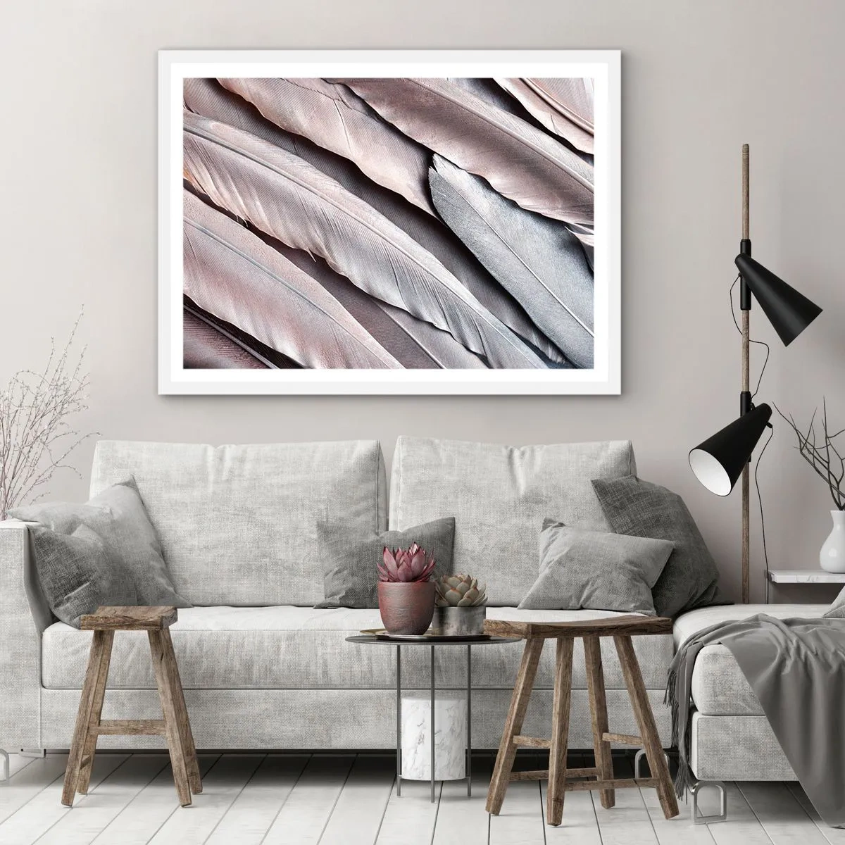 Plakat w białej ramie - W różowej srebrzystości - 50x40 cm