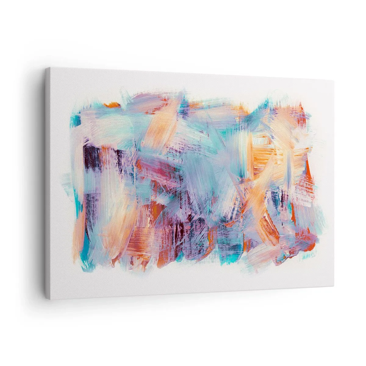 Obraz na płótnie - Kolorowe pociągnięcia pędzla w abstrakcyjnej kompozycji - 70x50cm - Kolorowy bałagan - Nowoczesna dekoracja ścienna do salonu i sypialni ARTTOR