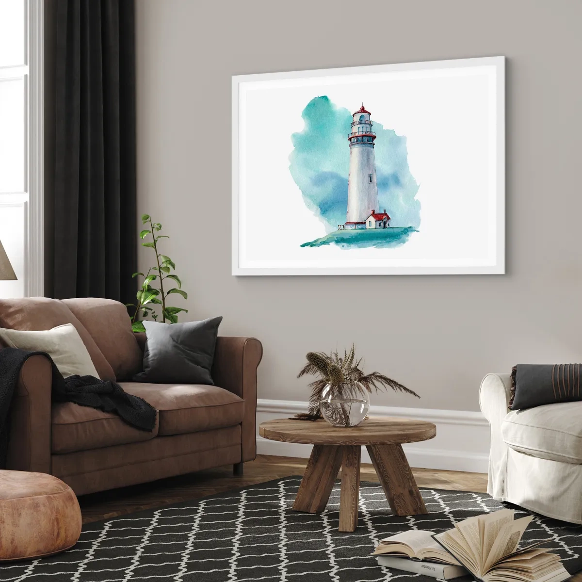 Plakat w białej ramie - Łagodna siostra błękitu - 70x50 cm