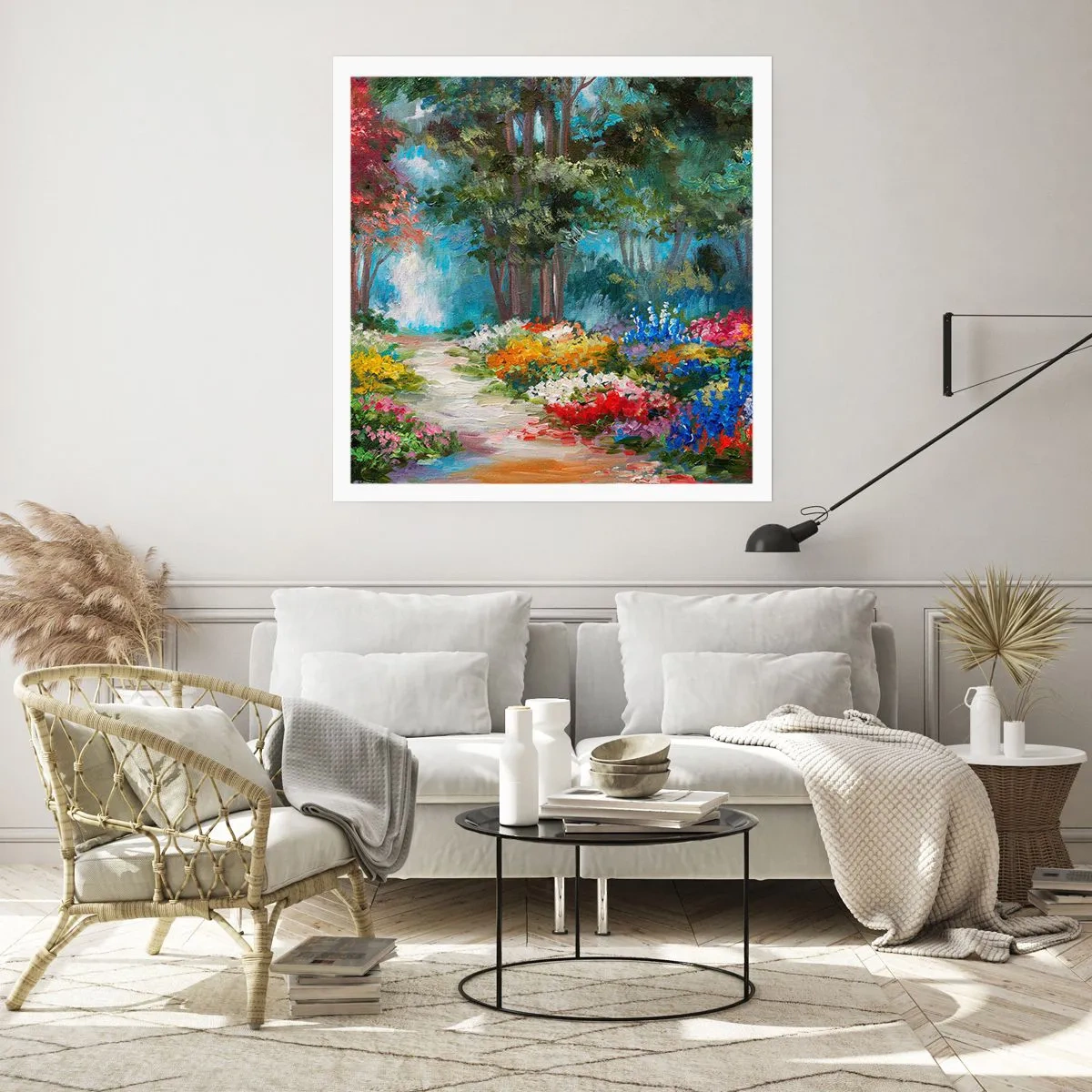 Plakat - Leśny ogród, kwietny las - 30x30 cm