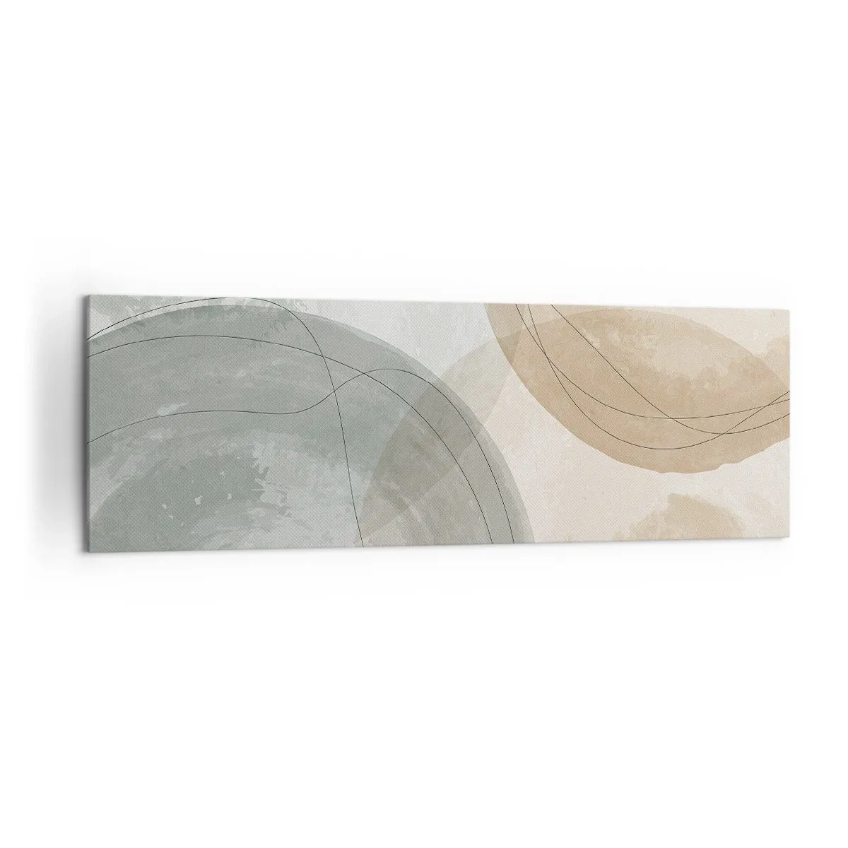 Obraz na płótnie - Abstrakcyjna kompozycja w pastelowych barwach z liniami - 160x50cm - Przenikanie światów - Nowoczesna dekoracja ścienna do salonu i sypialni ARTTOR