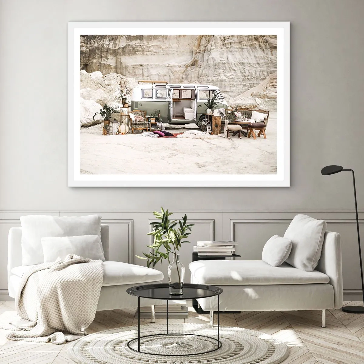 Plakat w białej ramie - Podróż czas zacząć - 70x50 cm