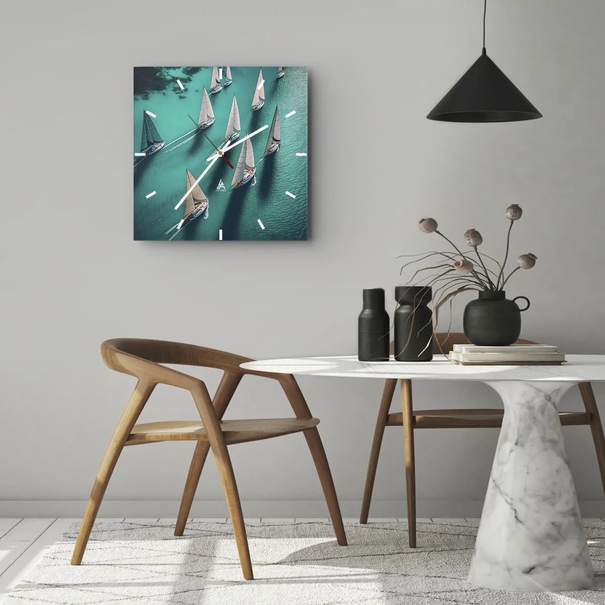 Zegar ścienny - W zawody z wiatrem - 40x40 cm