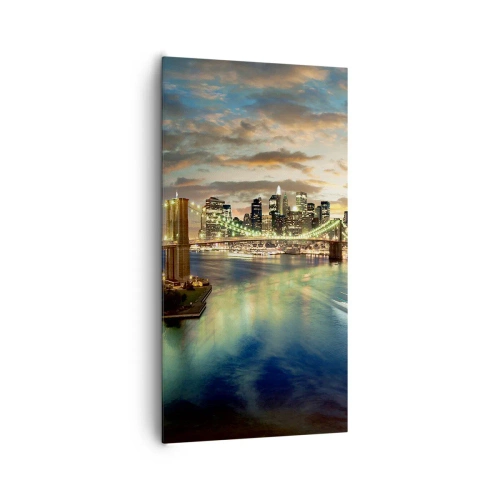 Obraz na płótnie - Rozświetlony wieczór nad Manhatanem - 65x120 cm
