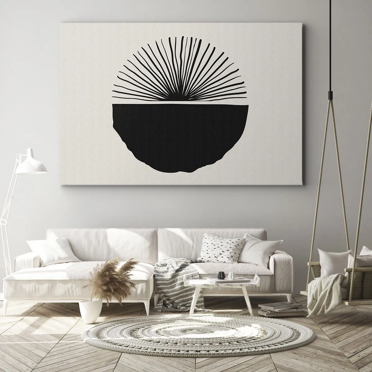 Obraz na płótnie - Minimalistyczny czarny motyw na jasnym tle - 70x50cm - Wachlarz możliwości - Nowoczesna dekoracja ścienna do salonu i sypialni ARTTOR