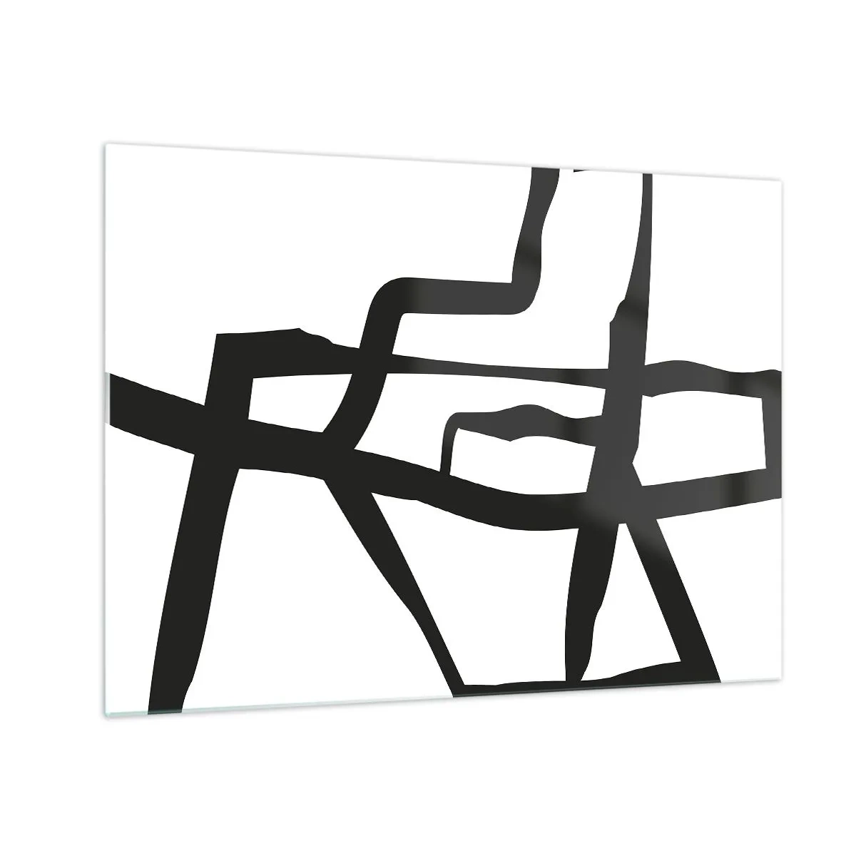 Obraz na szkle - Abstrakcyjna czarno-biała struktura przypominająca układ urbanistyczny - 70x50cm - Czarno-biała konstrukcja - Nowoczesna dekoracja ścienna do salonu i sypialni ARTTOR