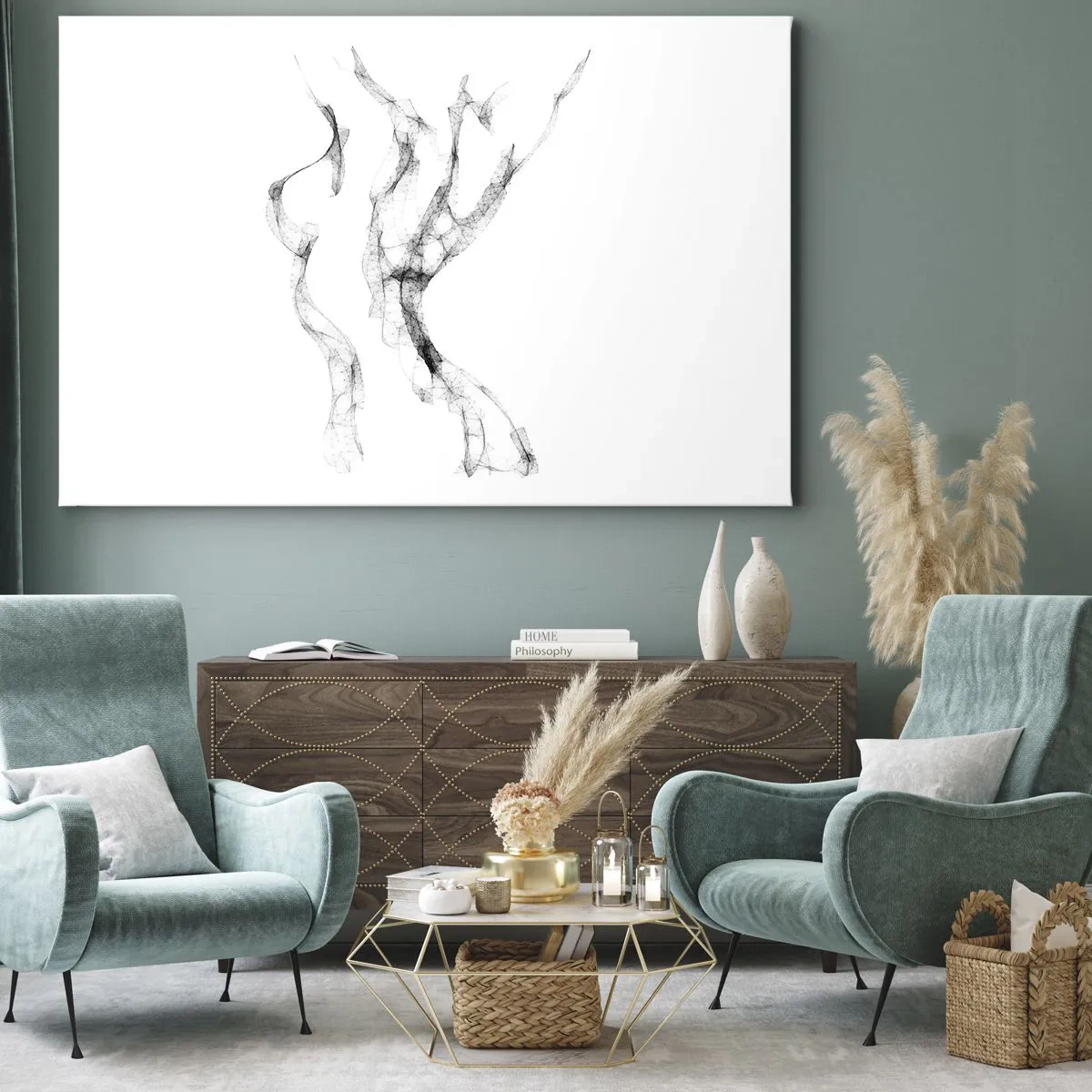 Obraz na płótnie - Delikatne, abstrakcyjne linie przypominające smugi dymu na jasnym tle - 70x50cm - Piękna i silna - Nowoczesna dekoracja ścienna do salonu i sypialni ARTTOR