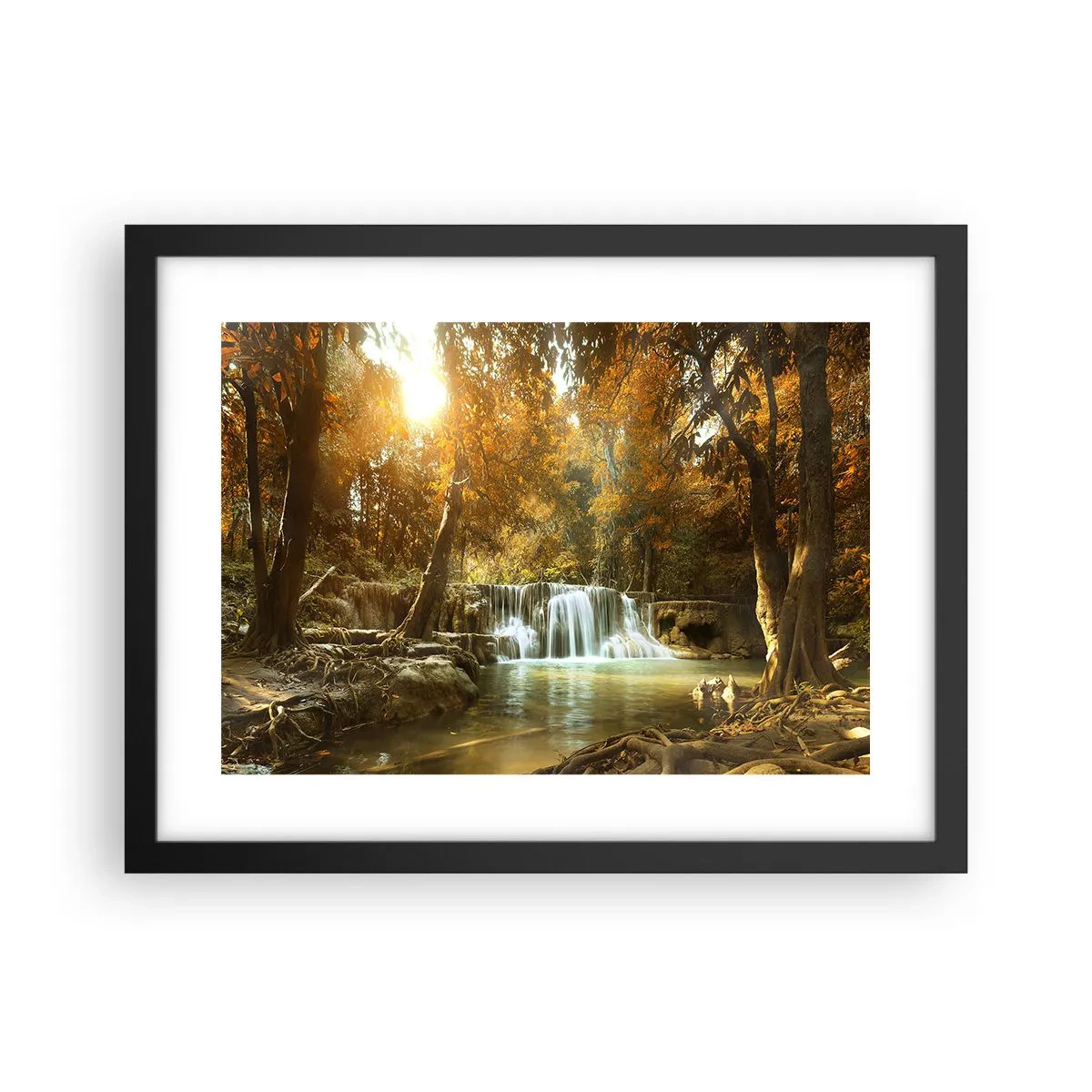 Plakat w czarnej ramie - Parkowa kaskada - 40x30 cm