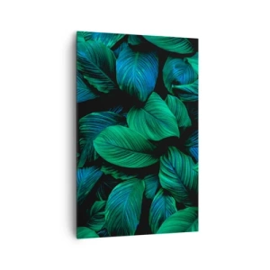 Obraz na płótnie - Zielone liście w minimalistycznym stylu - 80x120cm - W zielonym tłumie - Nowoczesna dekoracja ścienna do salonu i sypialni ARTTOR
